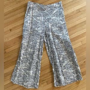 Rachel Zoe Linen Cropped Wide Leg Pants L